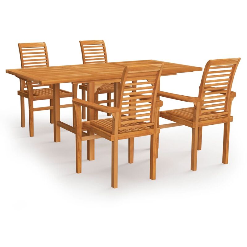 

Conjunto de comedor de jardín 5 piezas madera maciza de teca