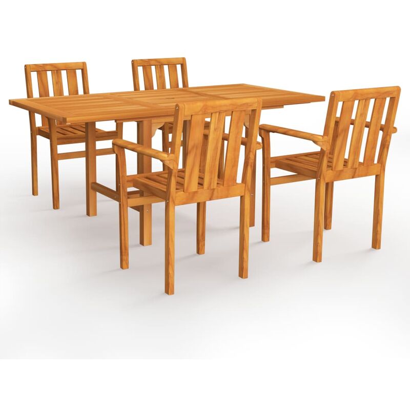 

Conjunto de comedor de jardín 5 piezas madera maciza de teca