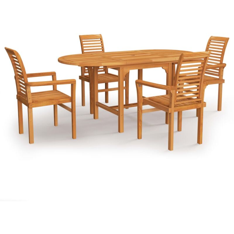 

Conjunto de comedor de jardín 5 piezas madera maciza de teca - Marrón - Vidaxl