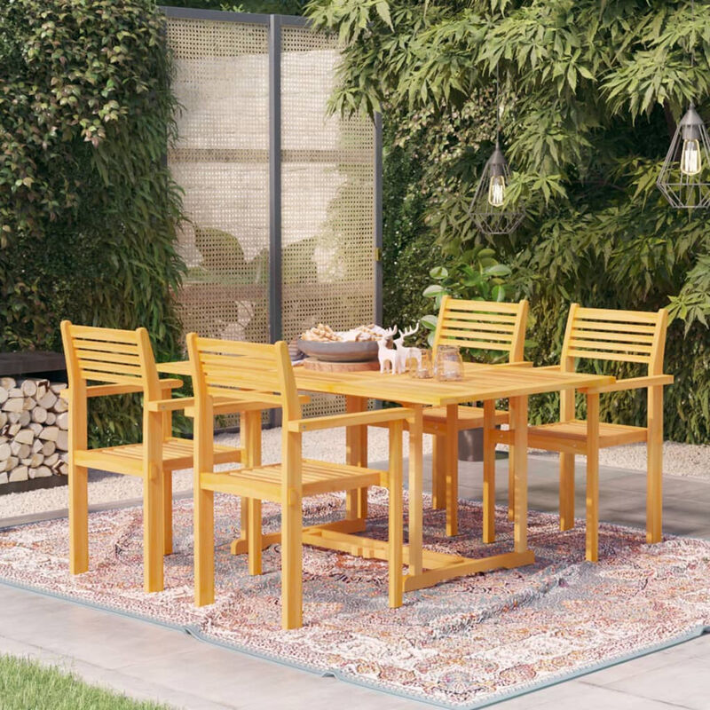 

Conjunto de comedor de jardin 5 piezas madera maciza de teca