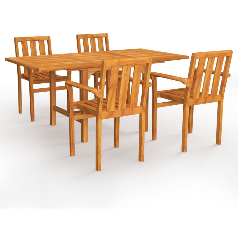 

Conjunto de comedor de jardin 5 piezas madera maciza de teca