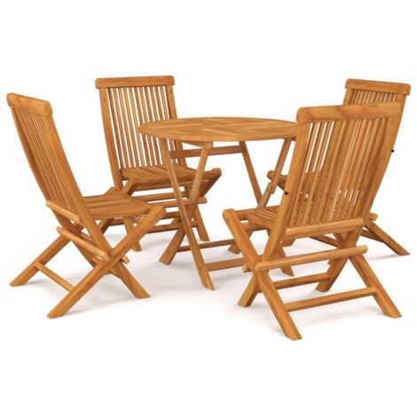 Conjunto de comedor de jardín 5 piezas madera maciza de teca vidaXL