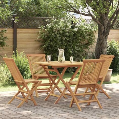 Conjunto de comedor de jardín 5 piezas madera maciza de teca vidaXL