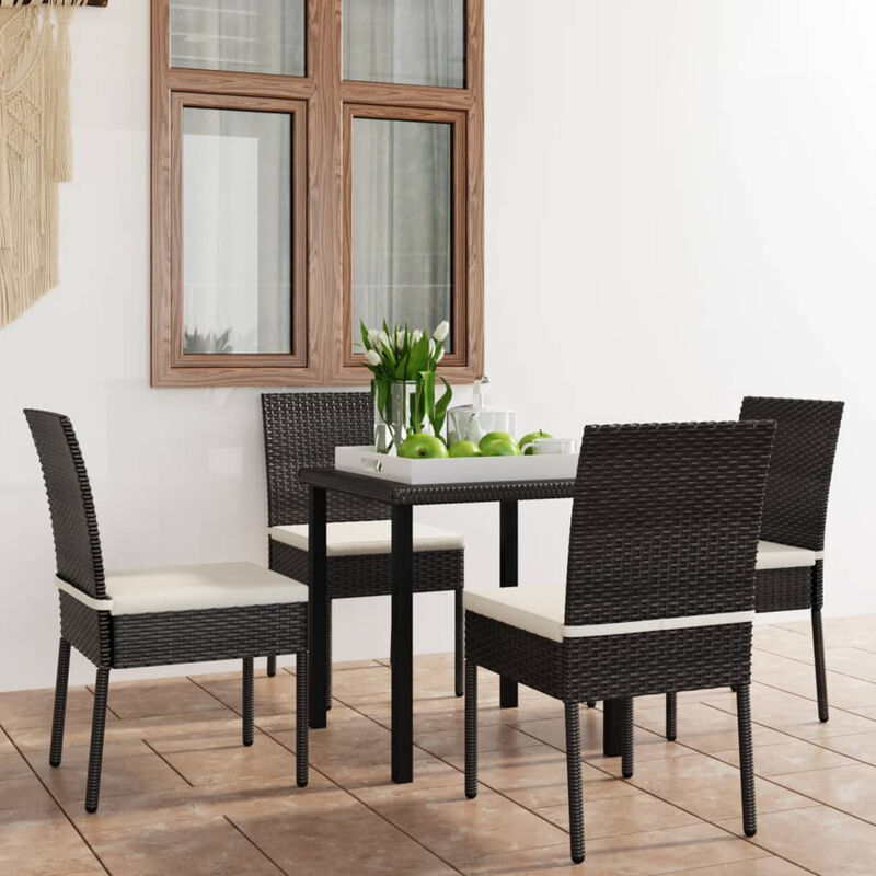 

Conjunto de comedor de jardin 5 piezas ratan sintetico negro