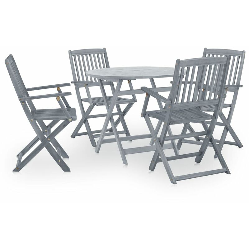 

vidaXL Conjunto de comedor de jardín 5 pzas madera maciza acacia gris - Gris