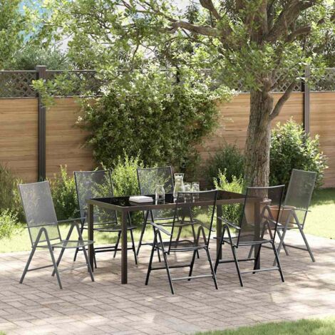 Conjunto de Comedor de Jardín 7 pcs Antracita Acero vidaXL