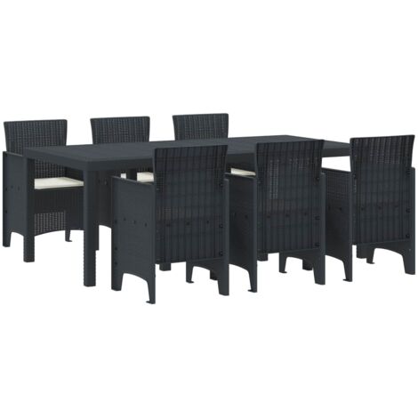 Conjunto de Comedor de Jardín 7 pcs Antracita Ratan Polt