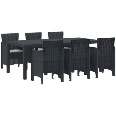 Conjunto de Comedor de Jardín 7 pcs Antracita Ratan Polt