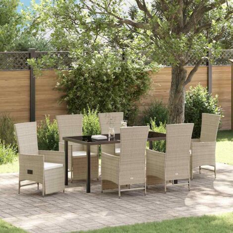 Conjunto de Comedor de Jardín 7 pcs Beige ratán sintético vidaXL