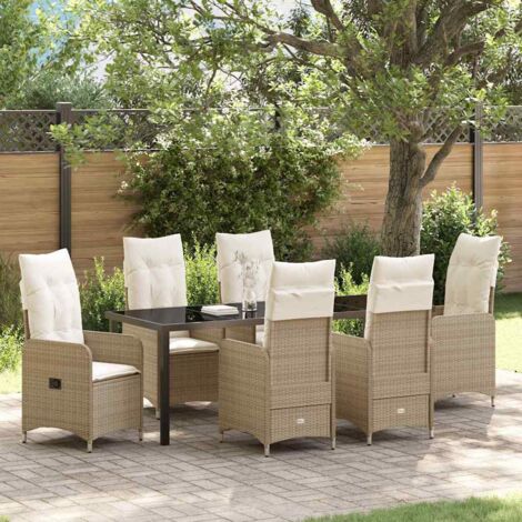 Conjunto de Comedor de Jardín 7 pcs Beige ratán sintético vidaXL