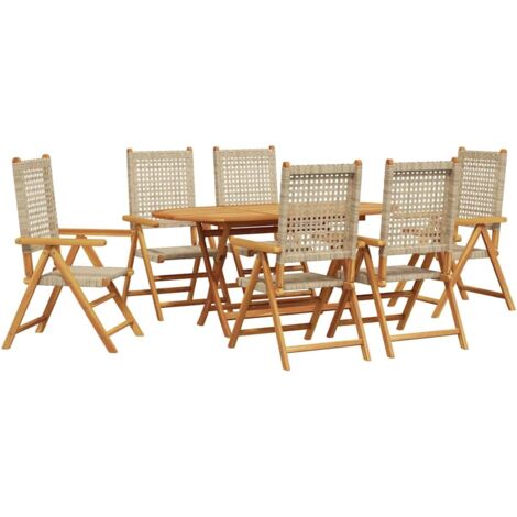Conjunto de Comedor de Jardín 7 pcs Beige vidaXL