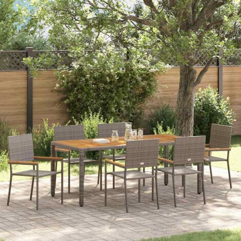 Conjunto de Comedor de Jardín 7 pcs Gris 190 x 90 x 75 cm
