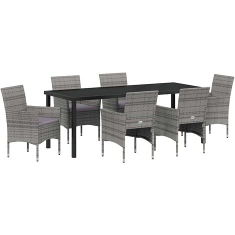 Conjunto de Comedor de Jardín 7 pcs Gris ratán sintético vidaXL