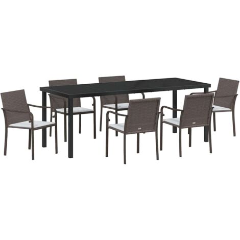 Conjunto de Comedor de Jardín 7 pcs Marrón Poliratán vidaXL