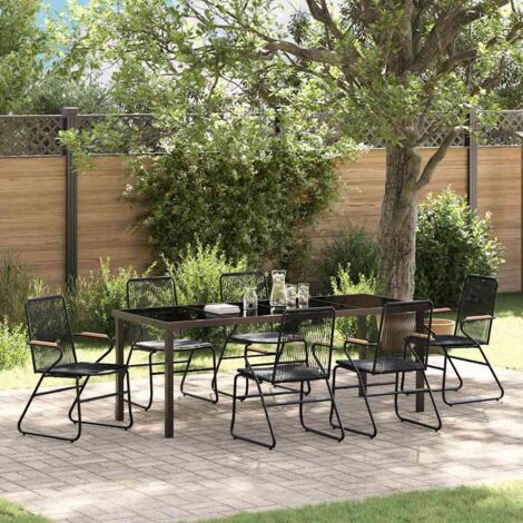 Conjunto de Comedor de Jardín 7 pcs Negro vidaXL