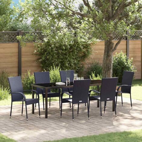 Conjunto de Comedor de Jardín 7 pcs Negro vidaXL