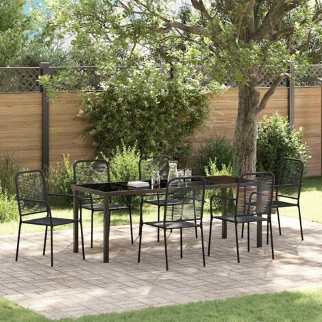 Conjunto de Comedor de Jardín 7 pcs Negro vidaXL