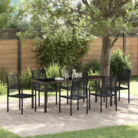 Conjunto de Comedor de Jardín 7 pcs Negro vidaXL