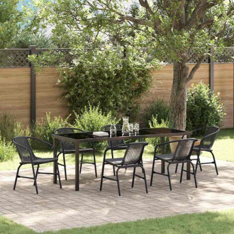 Conjunto de Comedor de Jardín 7 pcs Negro vidaXL