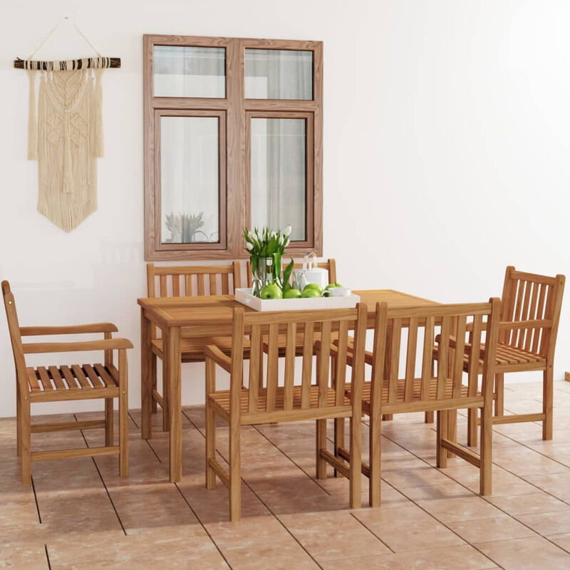 

Conjunto de comedor de jardin 7 piezas madera maciza de teca