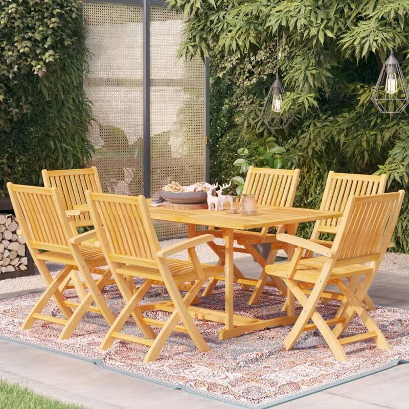 

Conjunto de comedor de jardín 7 piezas madera maciza de teca