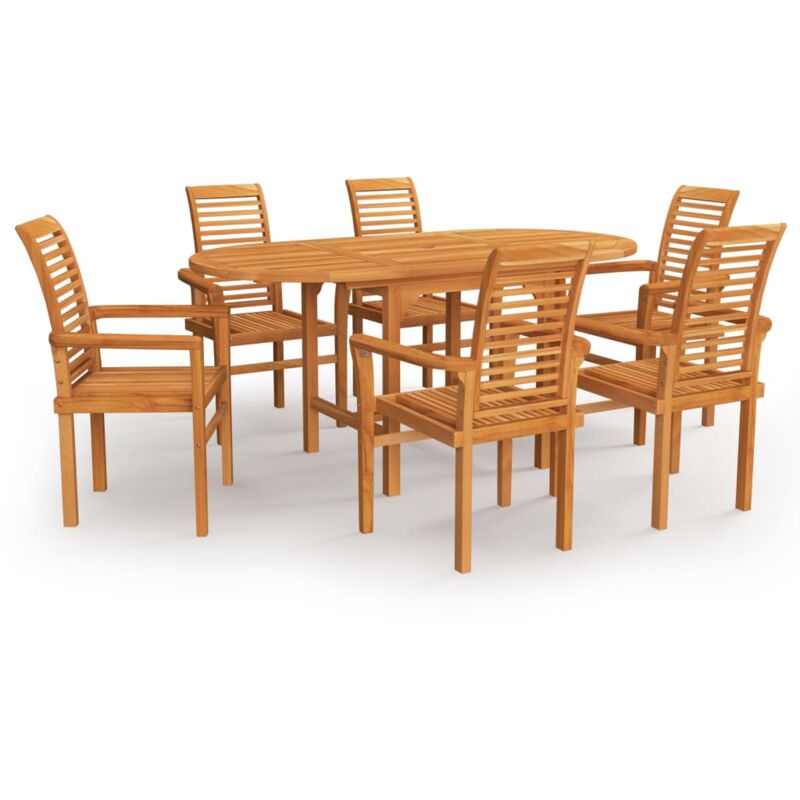 

vidaXL Conjunto de comedor de jardín 7 piezas madera maciza de teca - Marrón