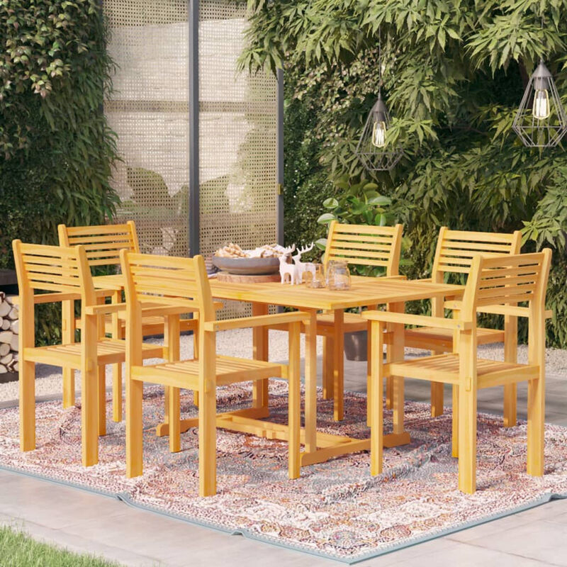 

Conjunto de comedor de jardin 7 piezas madera maciza de teca