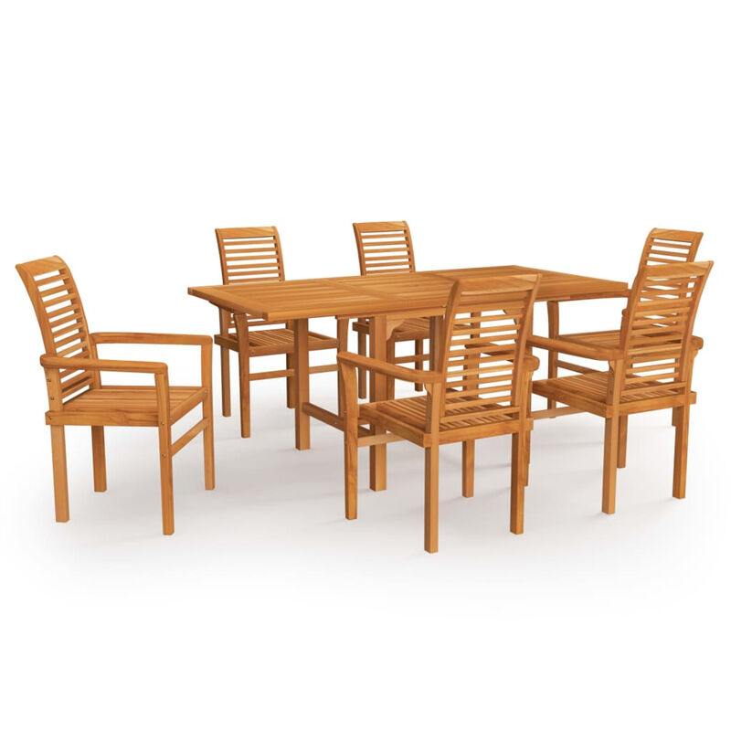 

Conjunto de comedor de jardin 7 piezas madera maciza de teca