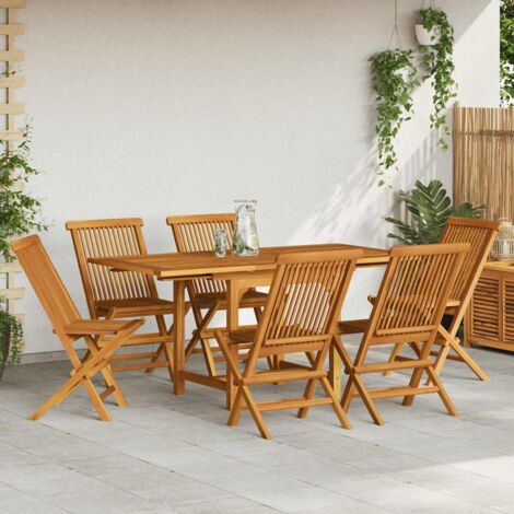 Conjunto de comedor de jardín 7 piezas madera maciza de teca