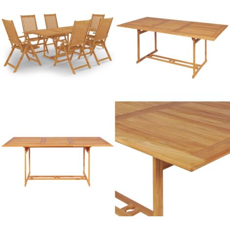 Conjunto de comedor de jardín 7 piezas madera maciza de teca - Muebles de jardín - Madera de teca