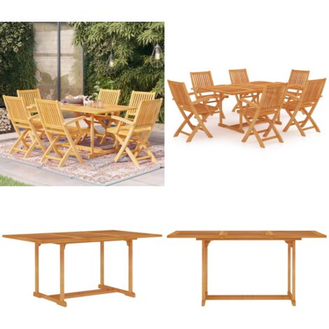 Conjunto de comedor de jardín 7 piezas madera maciza de teca - Muebles de jardín - Sillas plegables