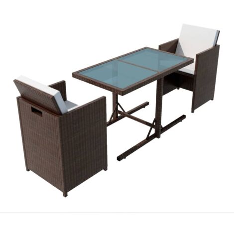 Conjunto de comedor de jardín 7 piezas poli ratán marrón Conjunto de comedor de jardín 7 piezas poli ratán marrón