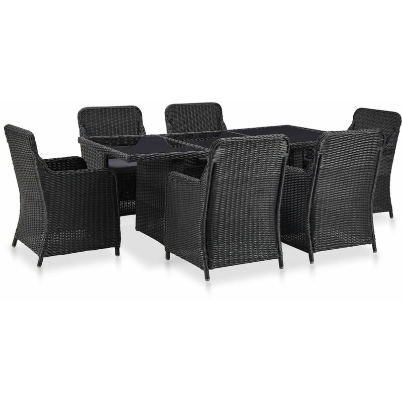 

Conjunto de comedor de jardin 7 piezas ratan sintetico negro