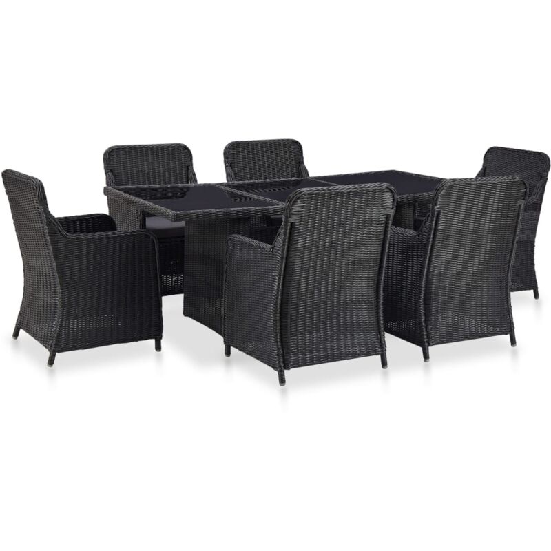 

vidaXL Conjunto de comedor de jardín 7 piezas ratán sintético negro - Negro