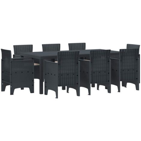 Conjunto de Comedor de Jardín 9 pcs Antracita Ratan Polt