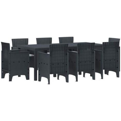 Conjunto de Comedor de Jardín 9 pcs Antracita Ratan Polt