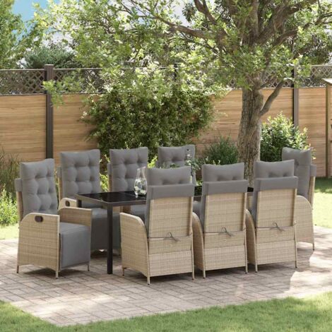 Conjunto de Comedor de Jardín 9 pcs Beige Poliratán vidaXL