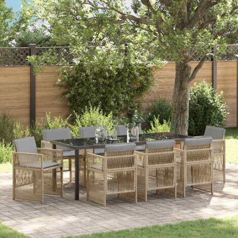 Conjunto de Comedor de Jardín 9 pcs Beige vidaXL