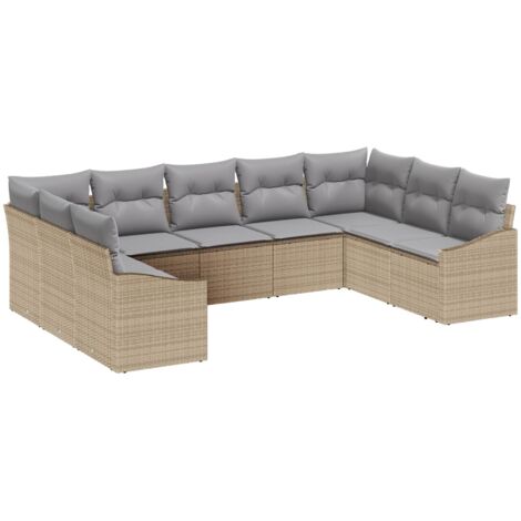 Conjunto de Comedor de Jardín 9 pcs Beige y Gris Claro