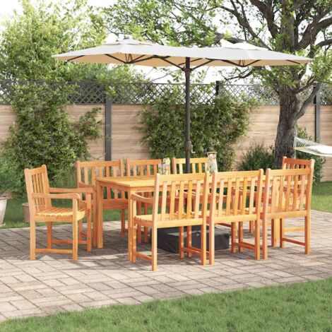 Conjunto de Comedor de Jardín 9 pcs Marrón