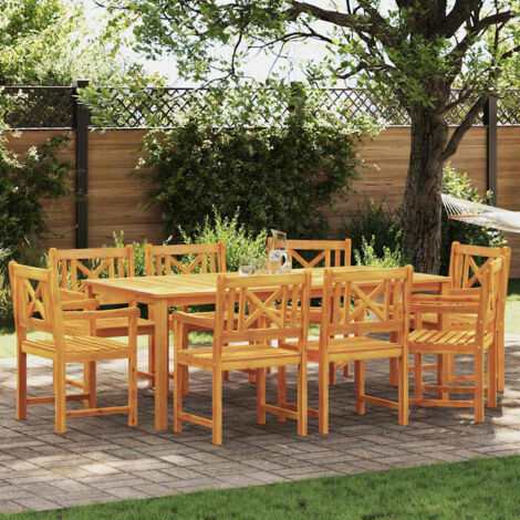 Conjunto de Comedor de Jardín 9 pcs Marrón