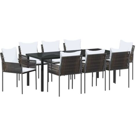 Conjunto de Comedor de Jardín 9 pcs Marrón Poliratán vidaXL