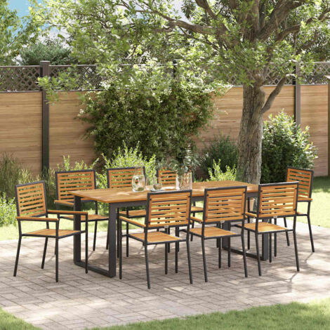 Conjunto de Comedor de Jardín 9 pcs Negro vidaXL