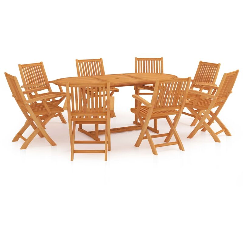 

Conjunto de comedor de jardín 9 piezas madera maciza de teca