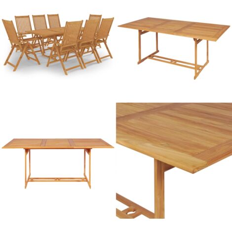Conjunto de comedor de jardín 9 piezas madera maciza de teca - Muebles de jardín - Sillas de jardín
