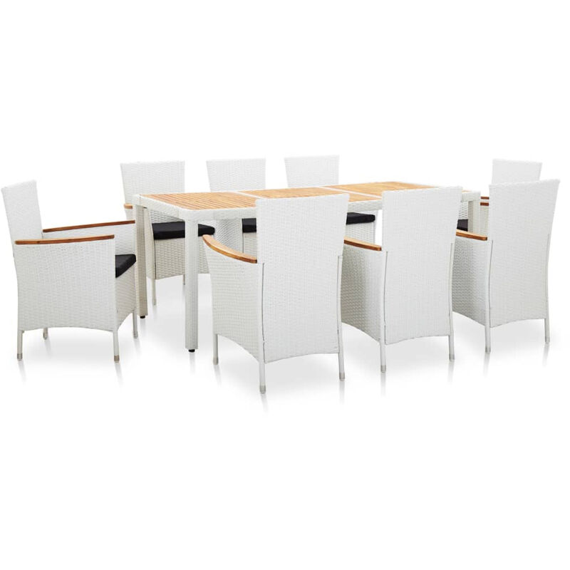 

Conjunto de comedor de jardin 9 piezas ratan sintetico blanco