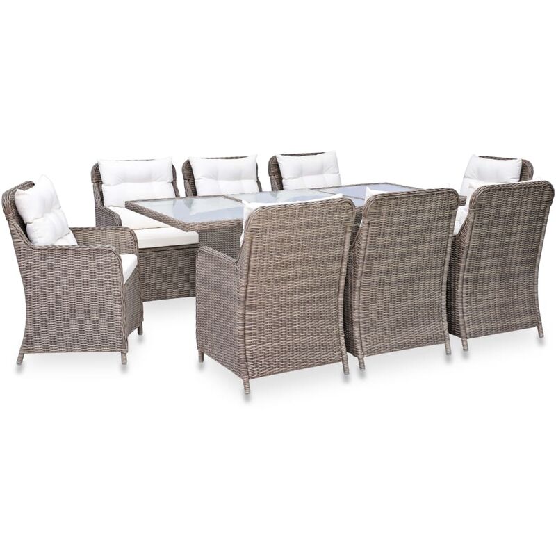 

Conjunto de comedor de jardín 9 piezas ratán sintético marrón - Marrón - Vidaxl