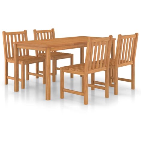 Conjunto de comedor de jardín de 5 piezas, 160 x 80 cm, madera maciza de teca vidaXL