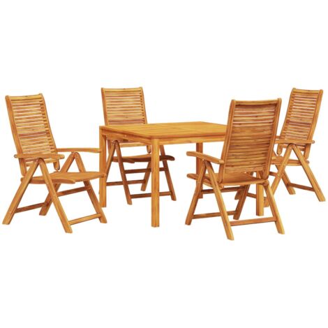 Conjunto de Comedor de Jardín de 5 Piezas de Madera Sólida de Acacia de vidaXL
