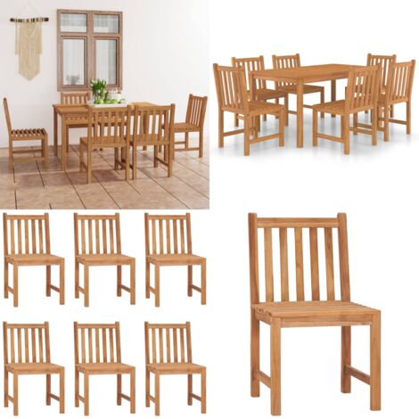 Conjunto de comedor de jardín de 7 piezas, 150 x 90 cm, madera maciza de teca - Mesa de jardín - Sillas de jardín